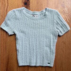 Hollister Baby Blue Knit Short Sleeve Sweater